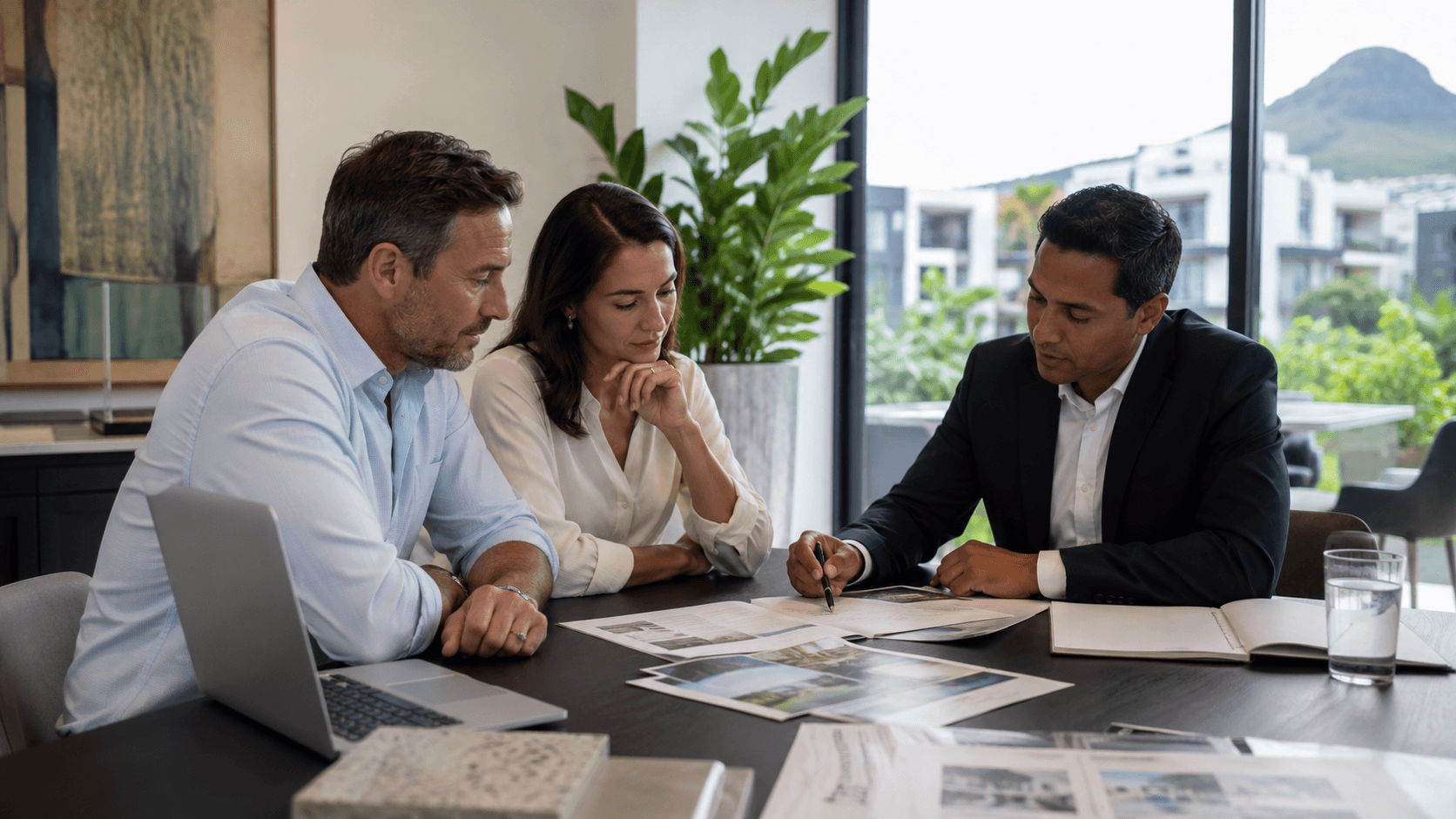 Couple reviewing residence options in Mauritius while planning a property purchase